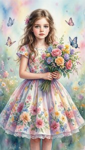 Floral Watercolor Girl