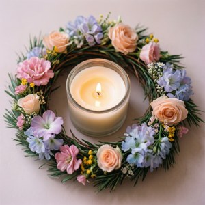 Floral Wreath Candle