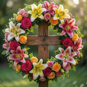 Floral Wreath Cross