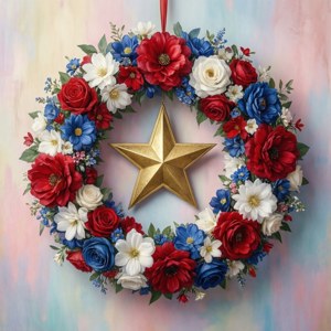Floral Wreath of Stars