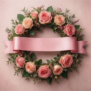 Floral Wreath Pink Banner