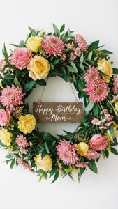 Floral Wreath Sign Mom