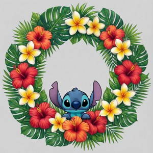 Floral Wreath with Stitch