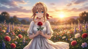 Flower Field Sunset