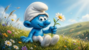 Flower Gift Smurf Cat