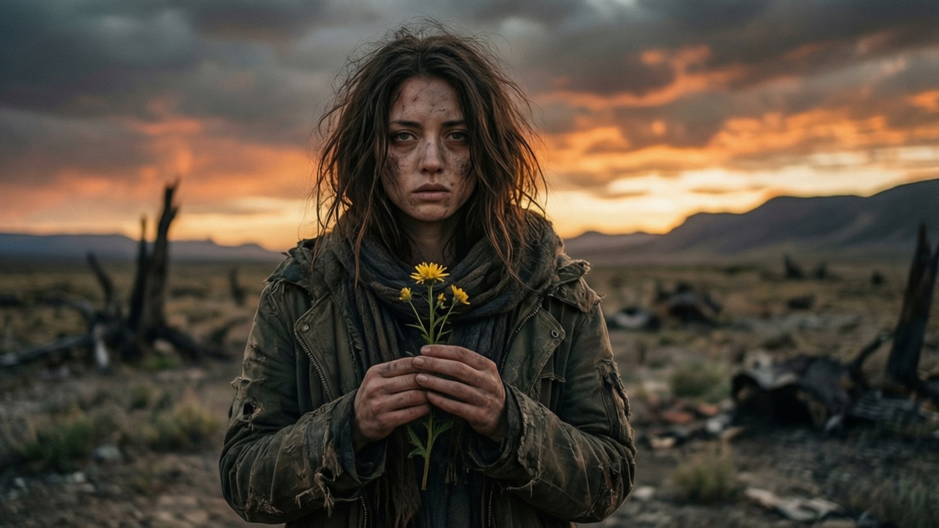 Flower in Wasteland by Wallpapers.art Studio