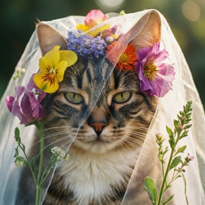 Flower Veil Cat