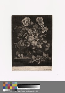 Flowers in a Glass Vase with Fruit and Butterflies