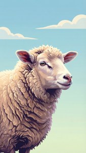 Fluffy Sheep Under Blue Sky