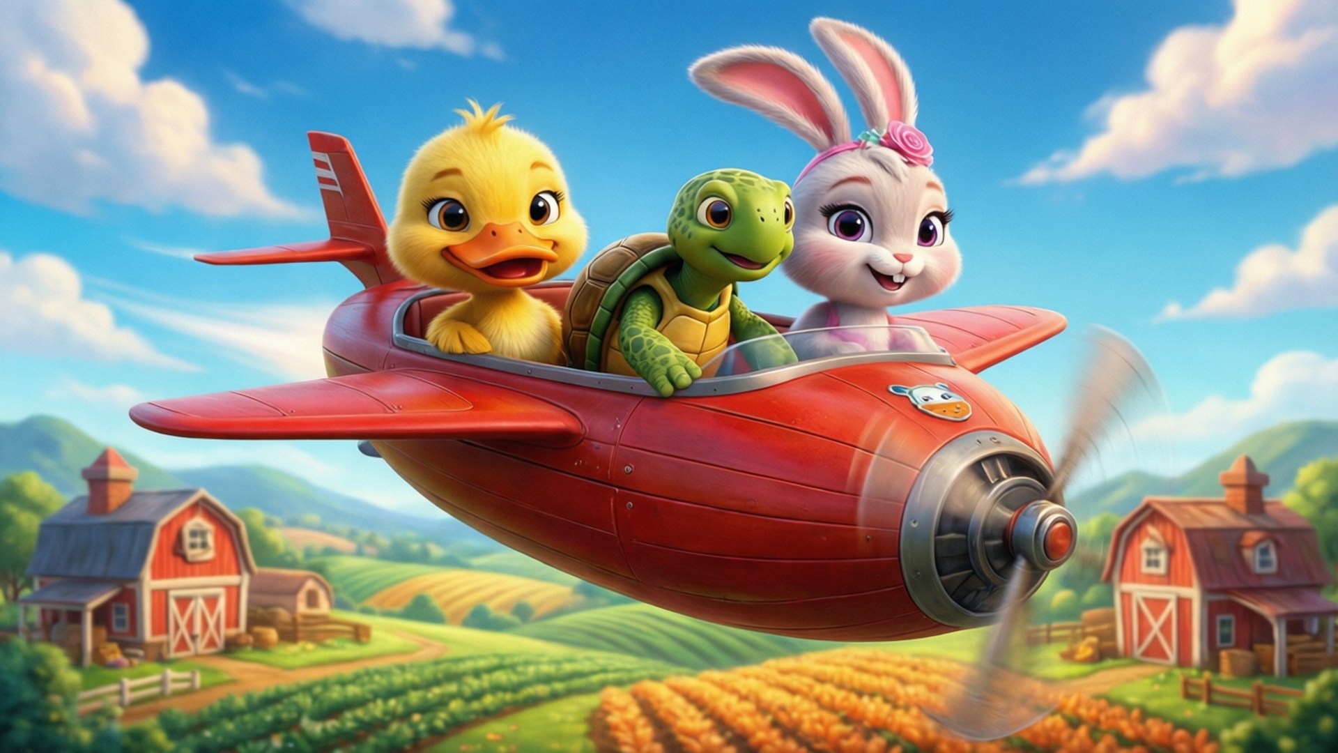 Flyboat Over the Farm by Wallpapers.art Studio