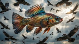 Flying Fish Among Birds