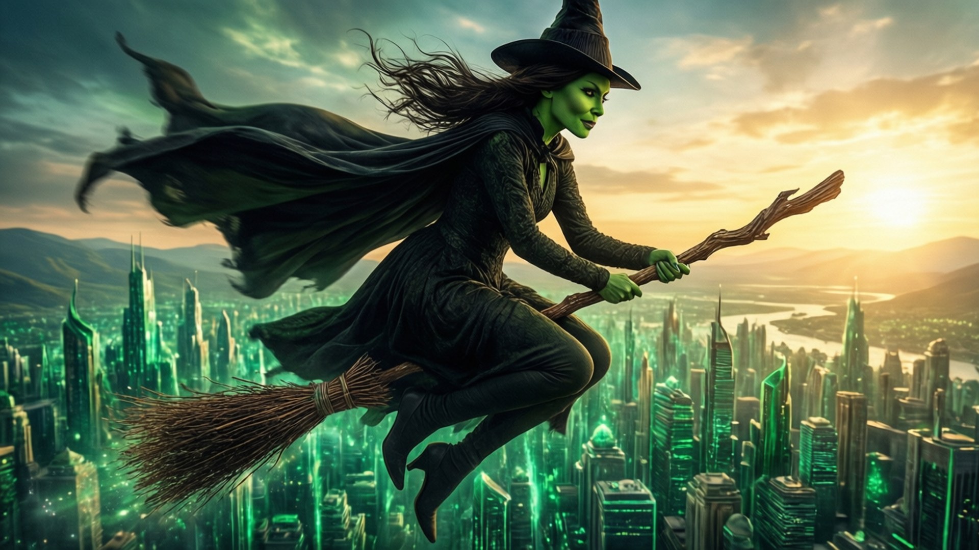 Flying Over the Emerald City by Wallpapers.art Studio