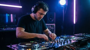 Focused DJ in Studio
