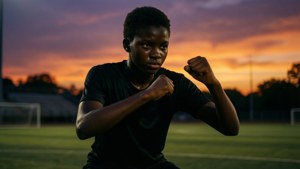 Focused Warrior at Sunset
