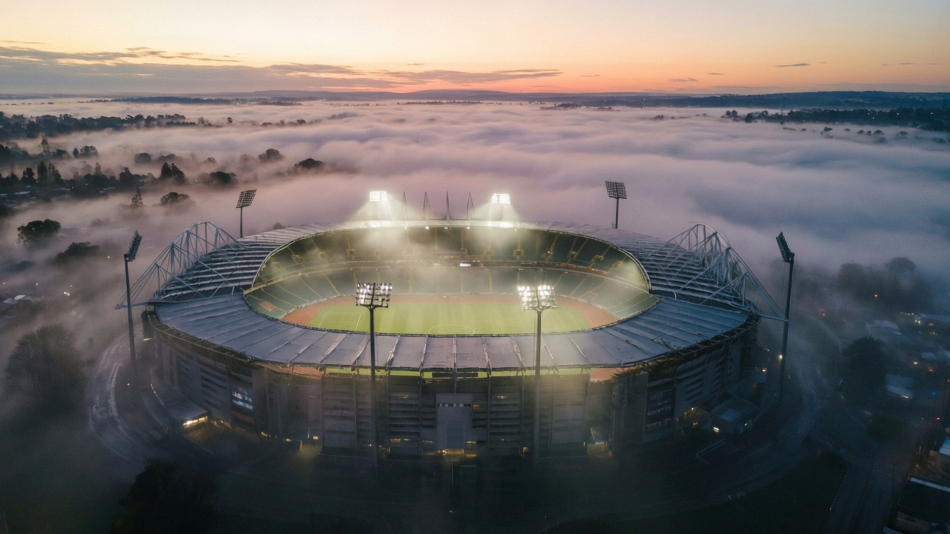 Foggy Dawn Over Eden Park by Wallpapers.art Studio
