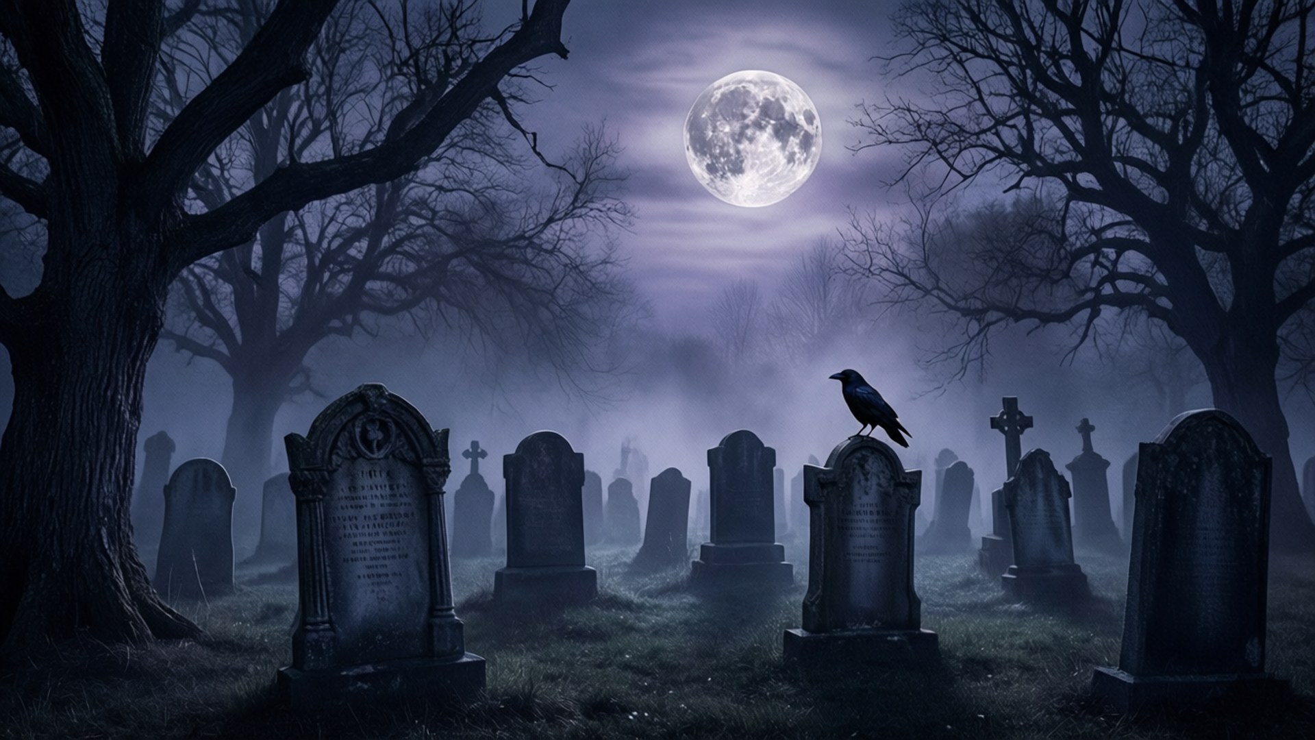 Foggy Graveyard Night by Wallpapers.art Studio