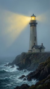 Foggy Lighthouse Beam
