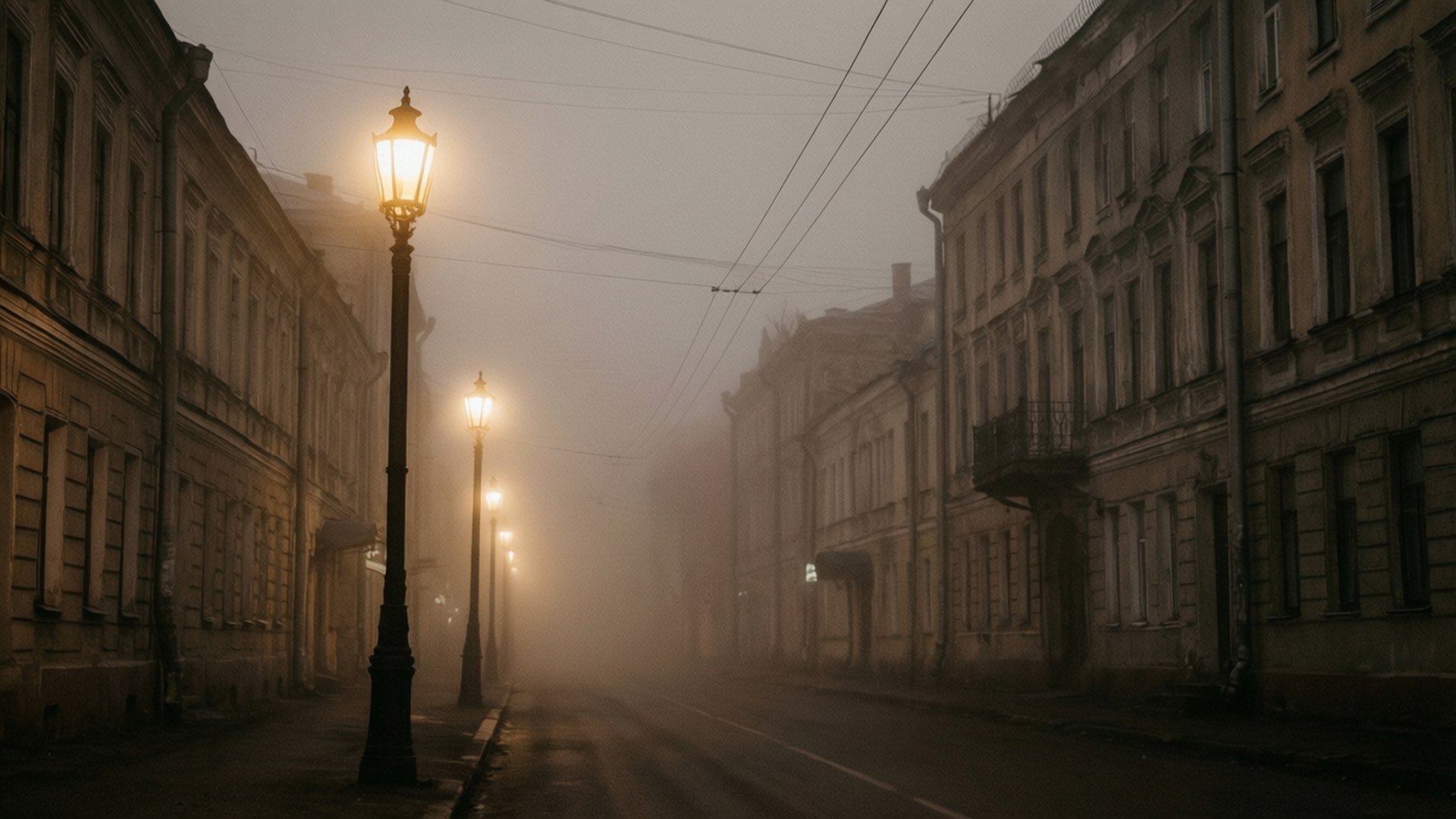 Foggy Streetlamps by Wallpapers.art Studio