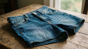 Folded Denim Shorts