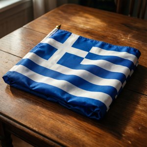 Folded Flag on Wood