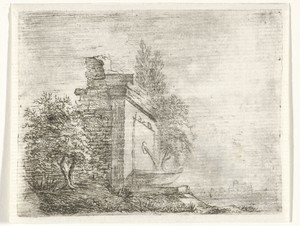 Fontein tegen vervallen muur