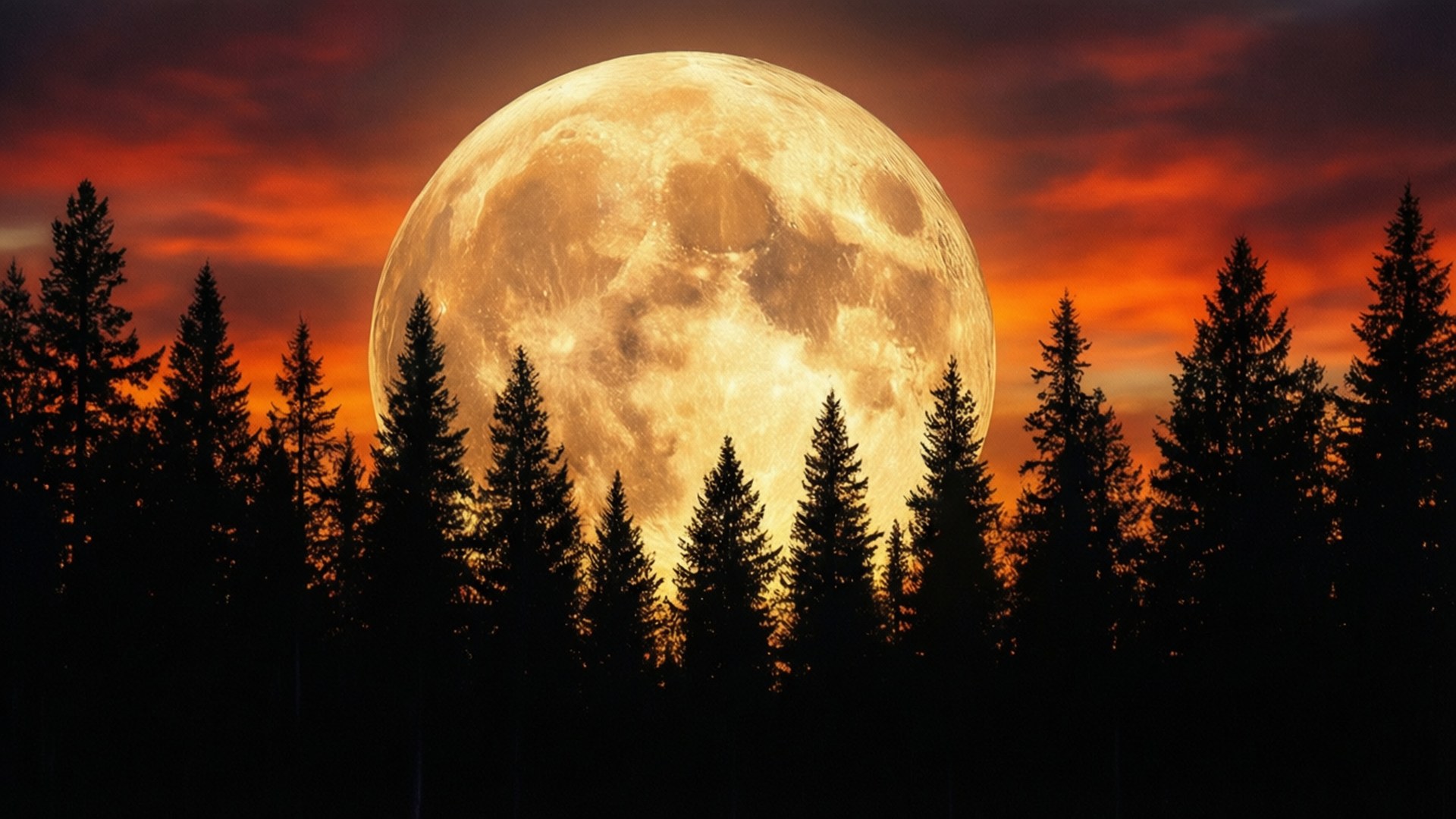 Forest Moon Silhouette by Wallpapers.art Studio