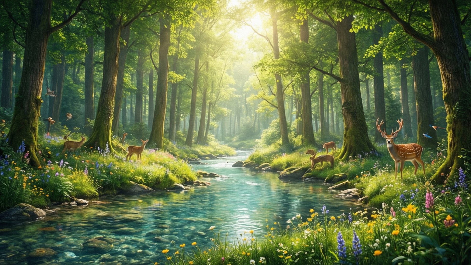 Forest River Serenity by Wallpapers.art Studio