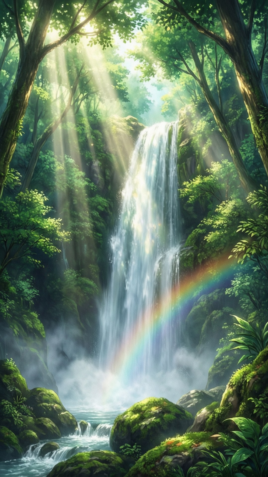 Forest Waterfall Light by Wallpapers.art Studio