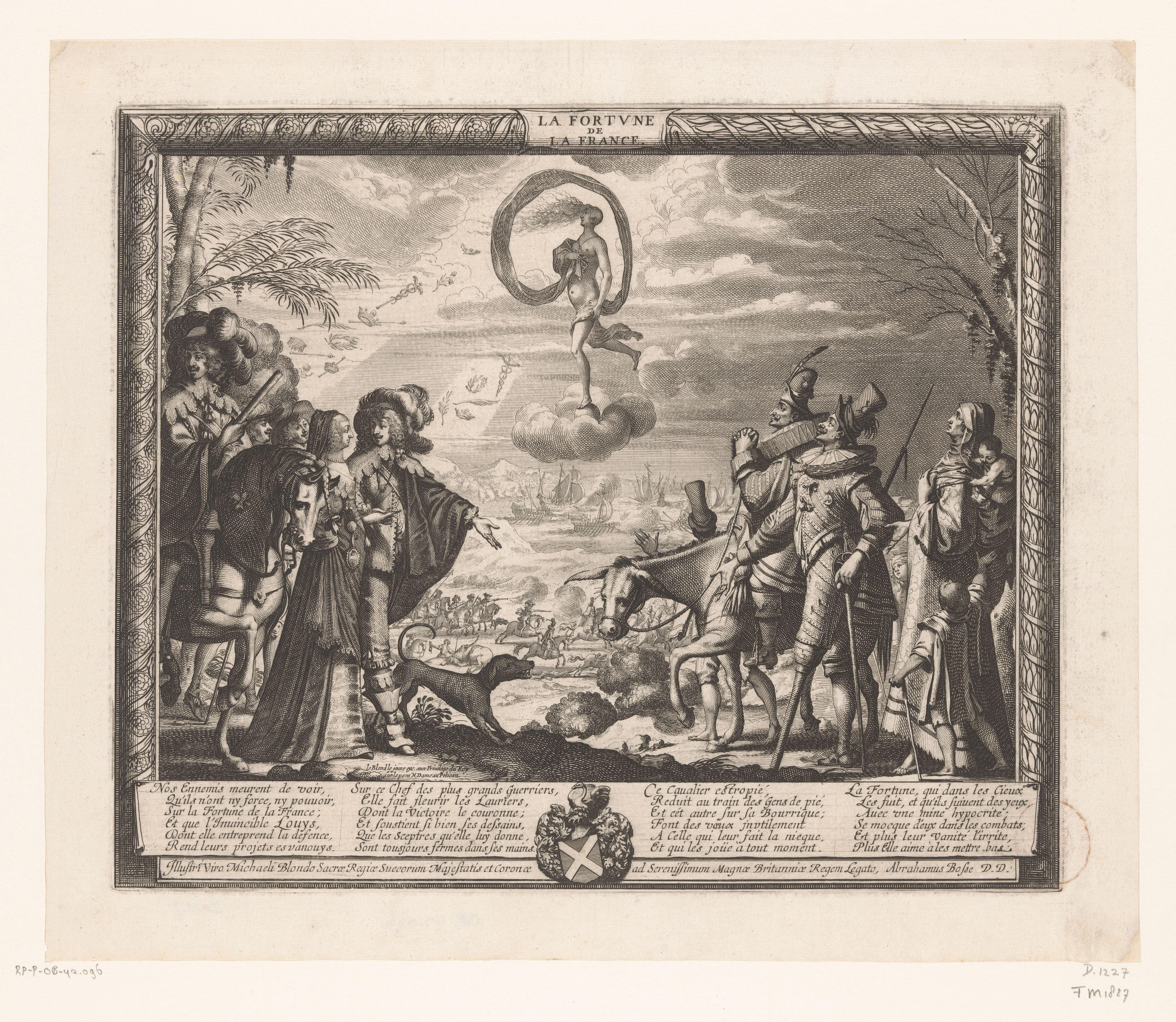 Fortuna begiftigt de Fransen terwijl de Spanjaarden haar hulp afsmeken by Abraham Bosse