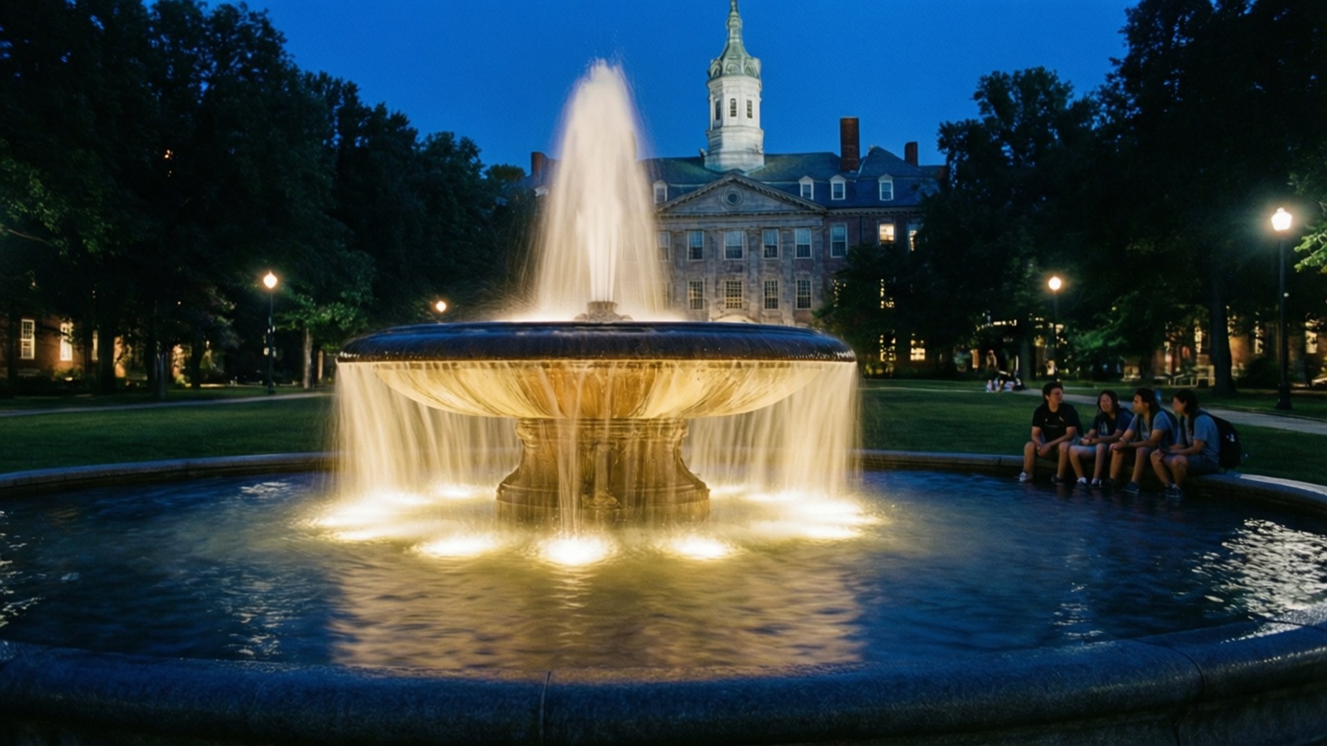 Fountain Reflections by Wallpapers.art Studio