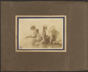 [Four Girls Playing in Shallow Water]