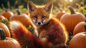 Fox Among Pumpkins