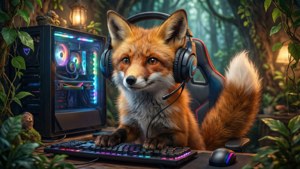 Fox Gamer in Forest