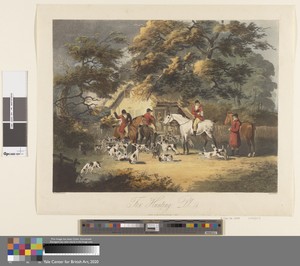 Fox Hunting: Huntsman and hounds at inn-side