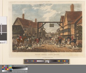 [Fox-hunting] set of four: Hertfordshire. 1. (Whitewell near Welwyn) / Village Scenery - Hounds Meeting