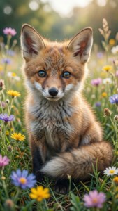 Fox in Flower Field