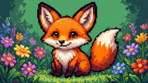 Fox in Flower Field