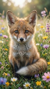 Fox in Flower Field