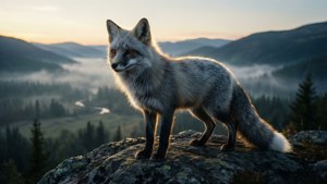 Fox Over Misty Valley