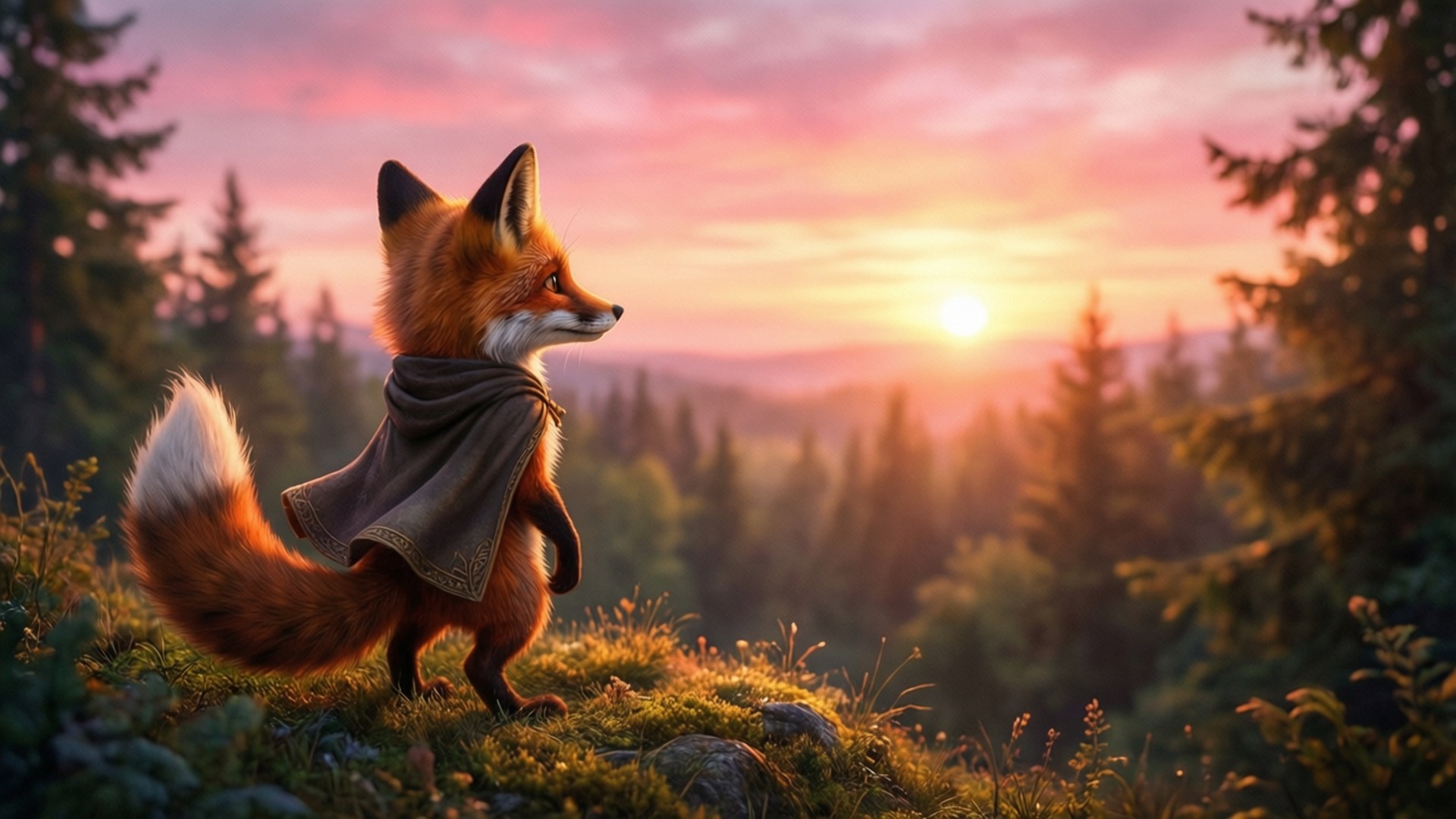 Fox Sentinel at Dawn by Wallpapers.art Studio