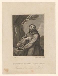 Franciscus van Paola met schedel in zijn hand