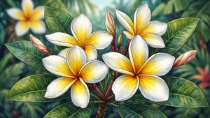 Frangipani Watercolor Vector