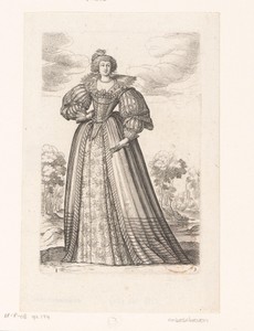 Franse edelvrouw gekleed volgens de Franse mode van ca. 1630