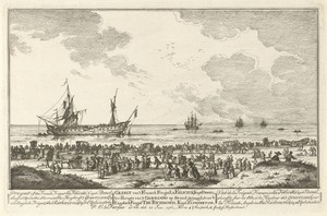 Franse fregat La Félicité door een Engels fregat op het strand gejaagd, 1761