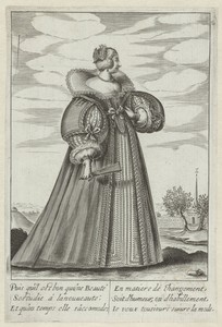 Franse hofdame in een landschap