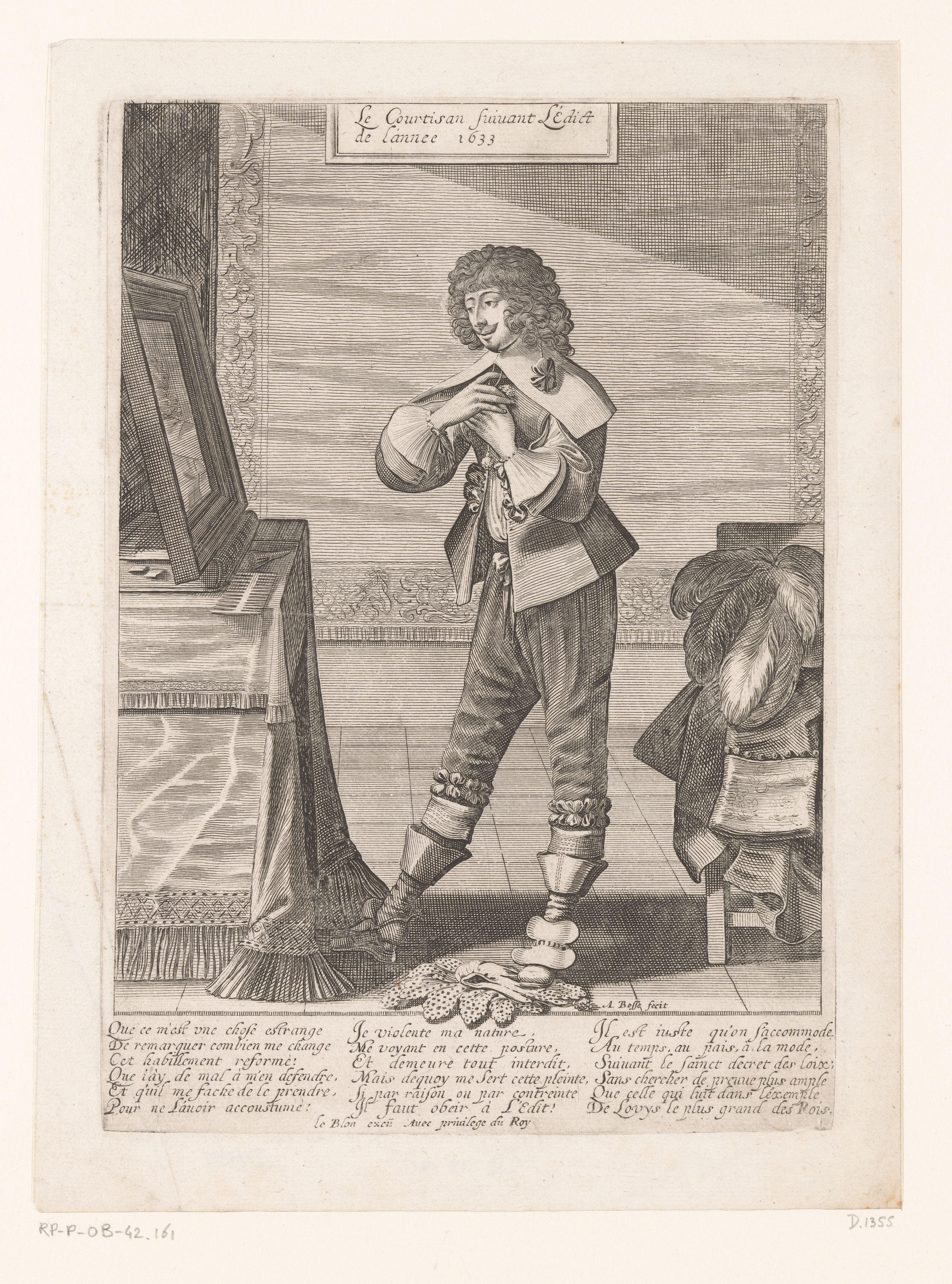 Franse hoveling volgt het edict van 1633 by Abraham Bosse