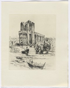 Frédéric Mistral: Mémoires et Recits by Frédéric Mistral: Romanesque church and figures/ man in boat (insert after p. 168)