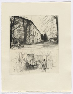 Frédéric Mistral: Mémoires et Recits by Frédéric Mistral: street scene/ people at outdoor table (insert after p. 24) DUPLICATE