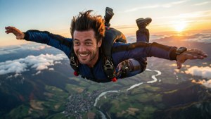 Freefall Skydive at Sunset