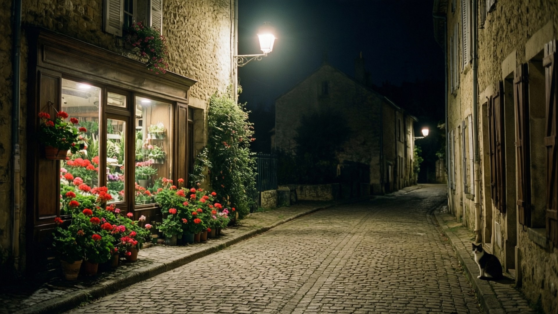 French Village Night by Wallpapers.art Studio